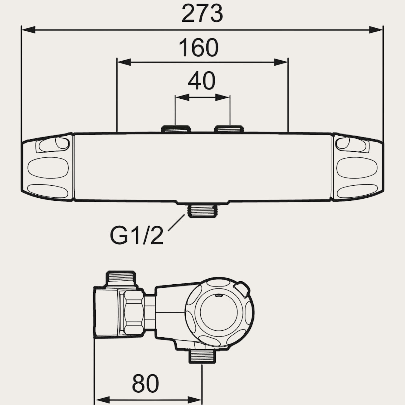 FMMATTSON - 9000XE Duschblandare dubbla backventiler utlopp ned / Inlopp upp 40 c/c
