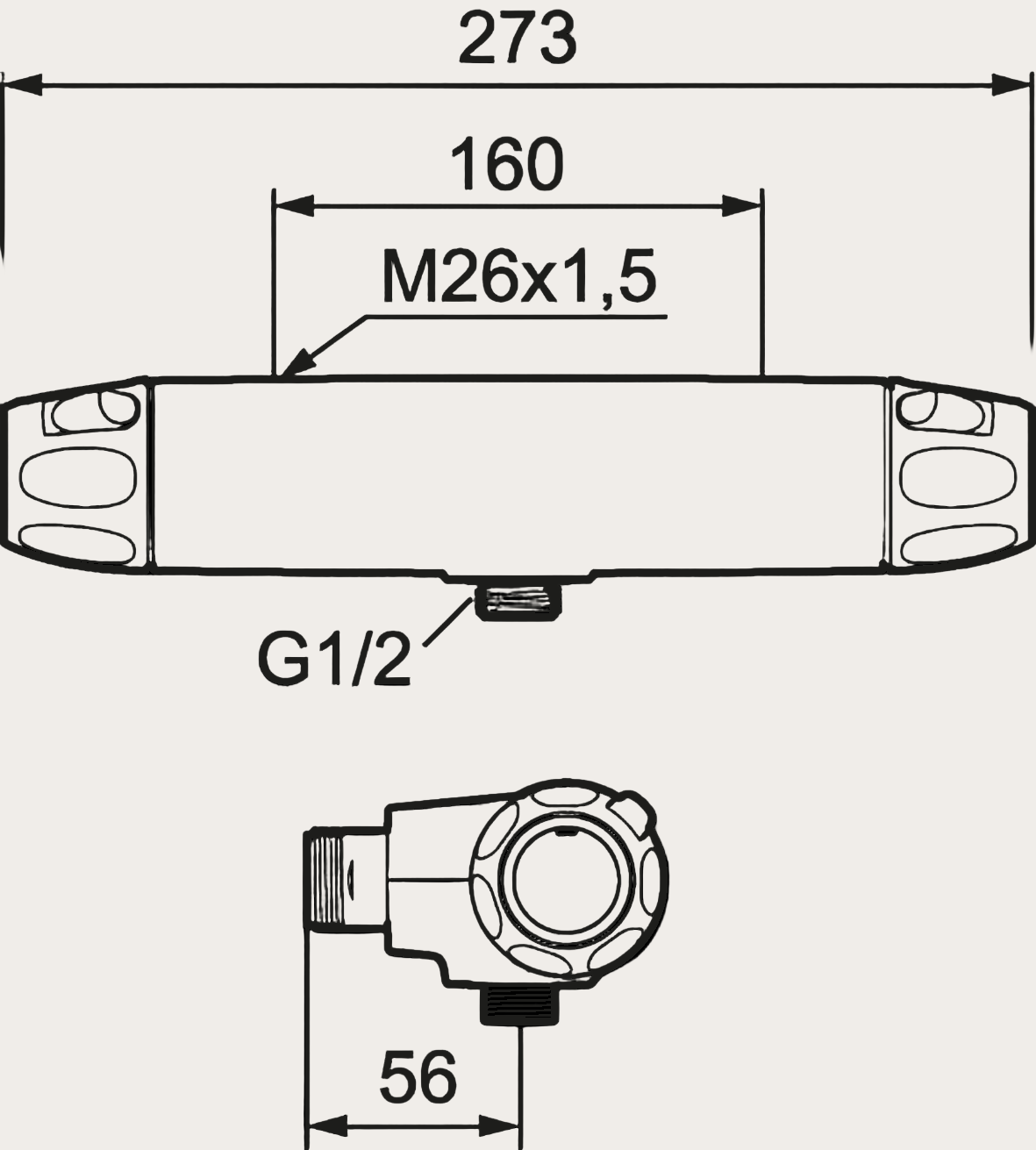 FMMATTSON - 9000XE Ettgrepp Duschblandare utlopp ned 150 c/c