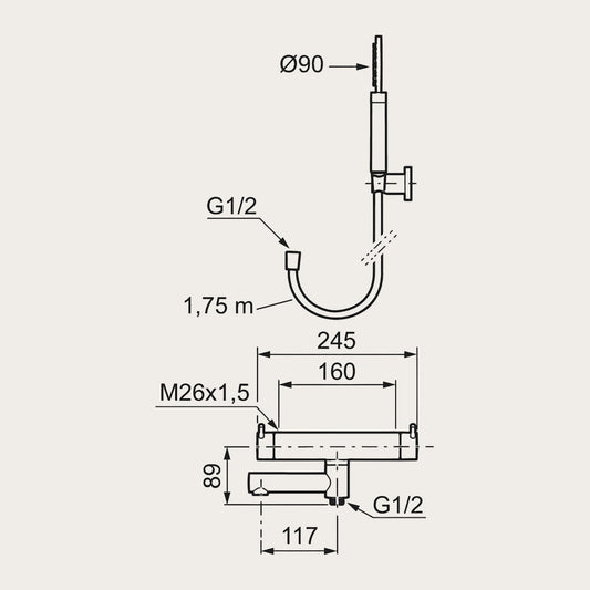 MORA - Badkarsblandare INXX II krom c/c 160