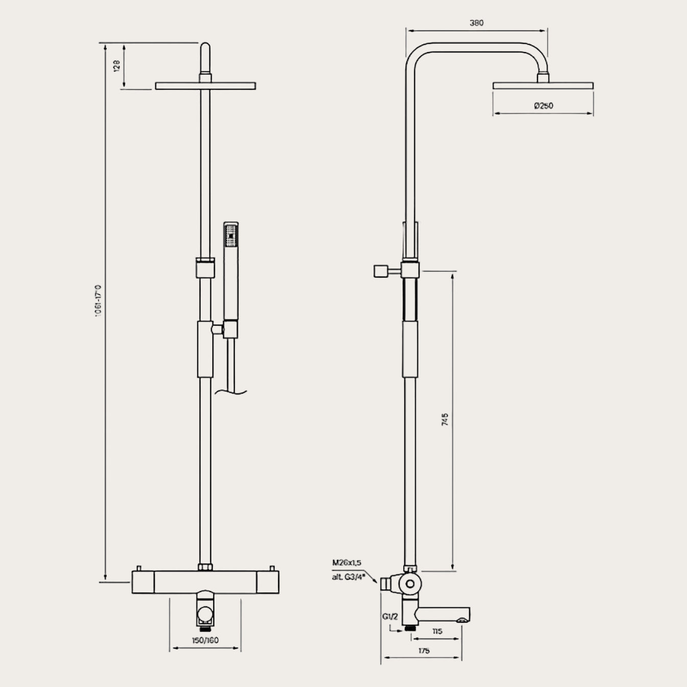 TAPWELL - TVM2200 Duschpaket 160c/c