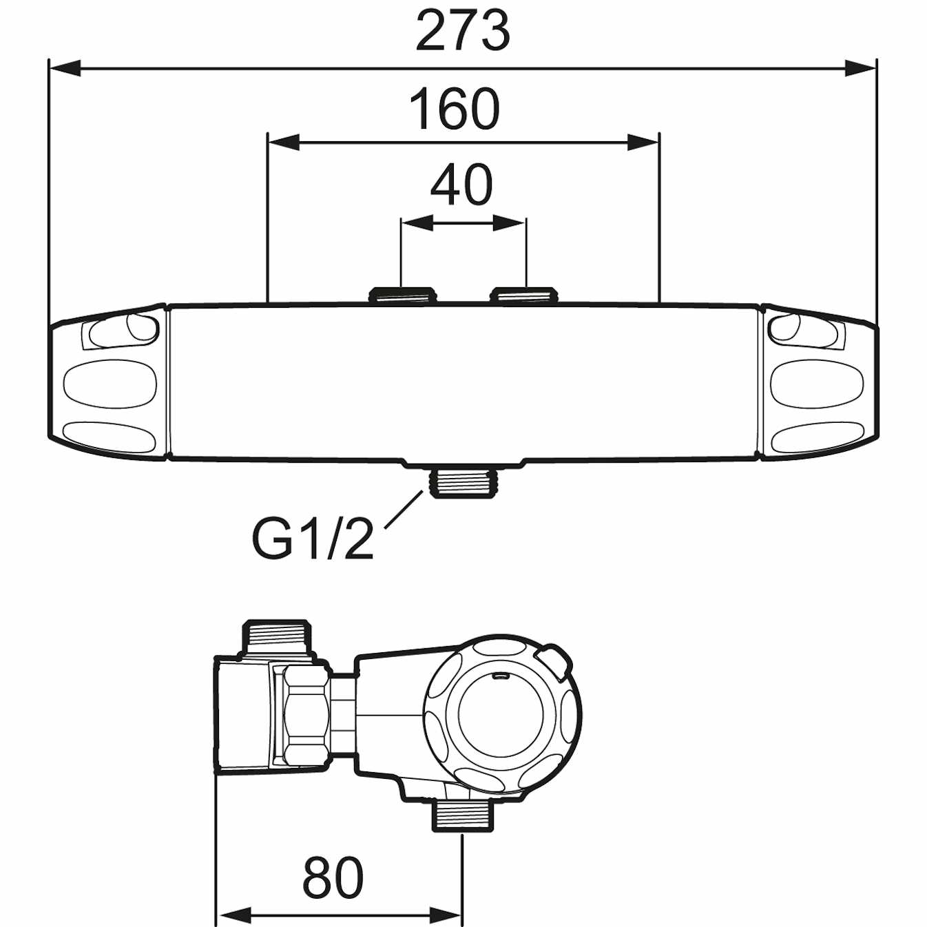 FMMATTSON - 9000XE Duschblandare dubbla backventiler utlopp ned / Inlopp upp 40 c/c
