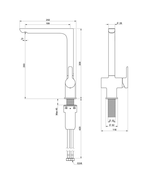 GUSTAVSBERG - Köksblandare Estetic R10 lekande mutter.