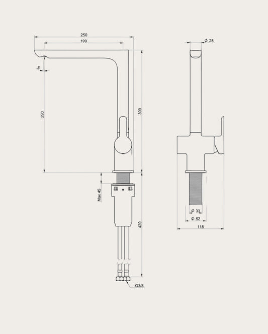 GUSTAVSBERG - Köksblandare Estetic R10 lekande mutter.