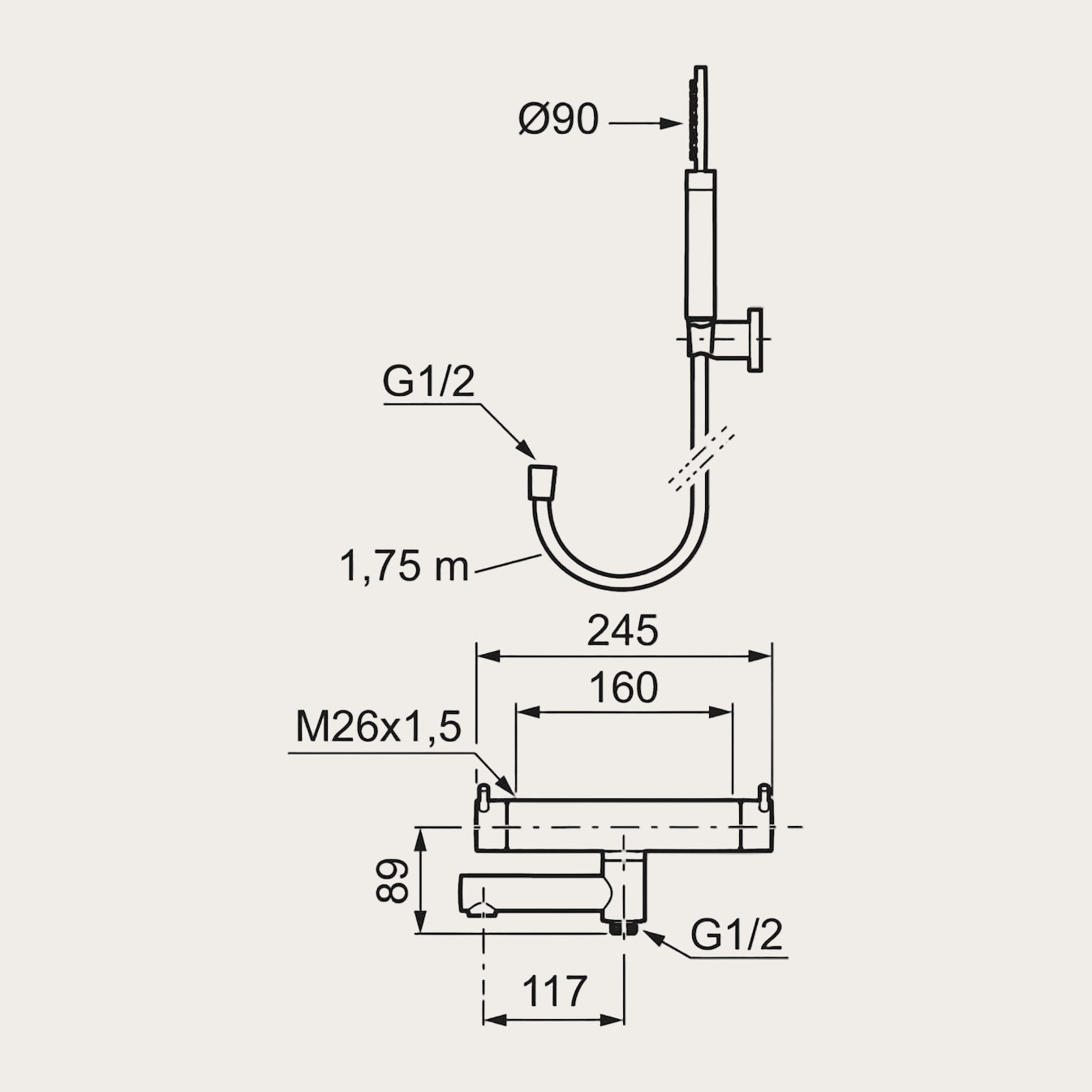 MORA - Badkarsblandare INXX II krom c/c 160