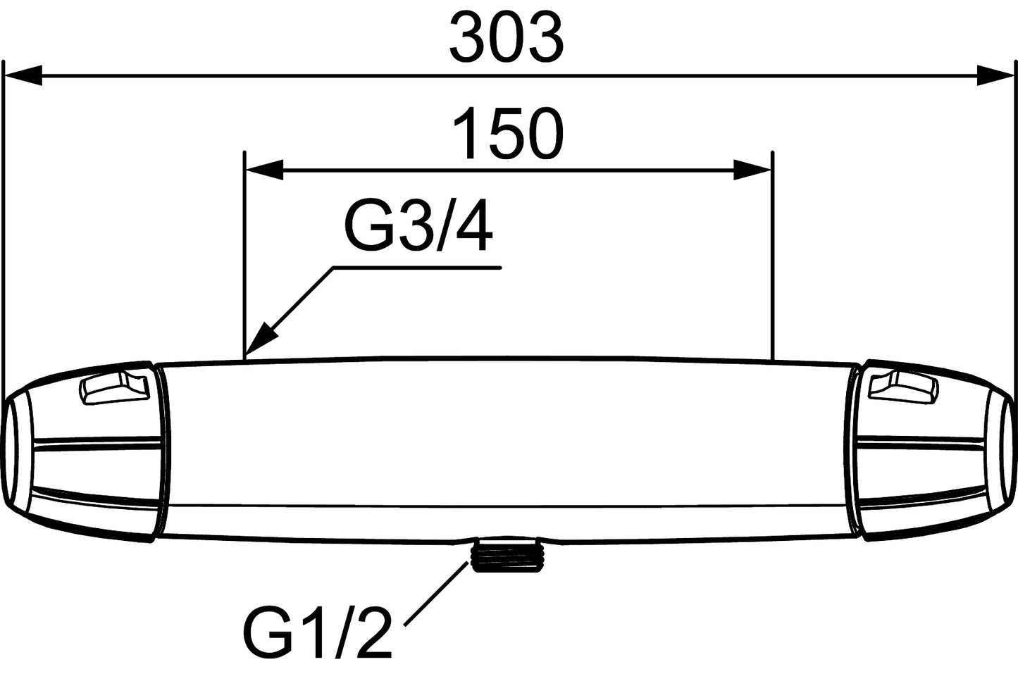 FMMATTSON - 9000E II   Duschblandare utlopp ned 160 c/c